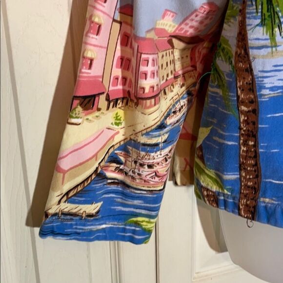 Tantrums Blue Chambray Lightweight Denim Shacket Beach Scene Large - Picture 8 of 14